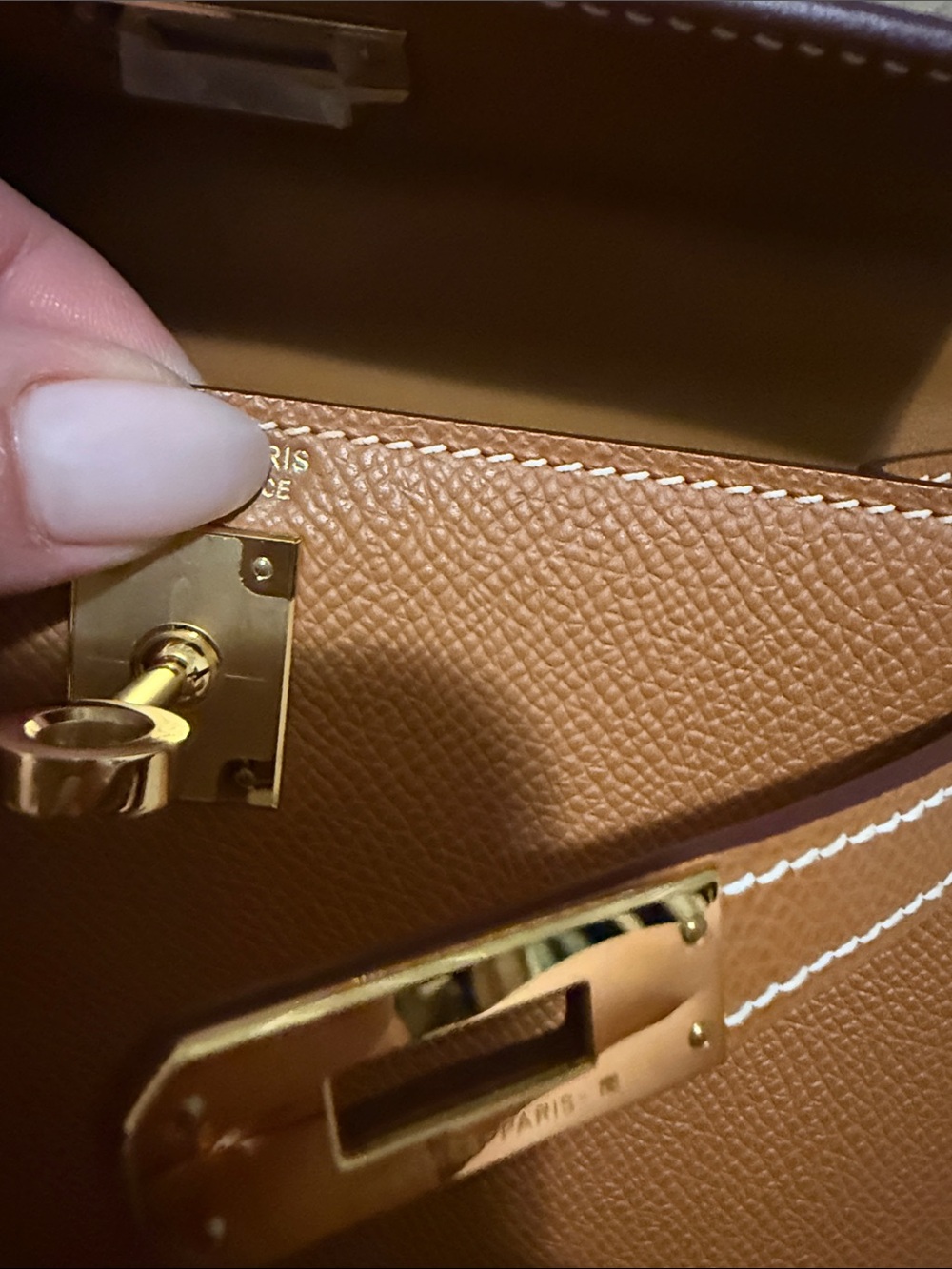 Mini Top-Handle Bag in Tan with Scarf-Wrapped Handle - Picture 7 of 11